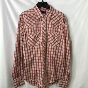 Vintage Wrangler Pearl Snap Western Shirt, Red Plaid